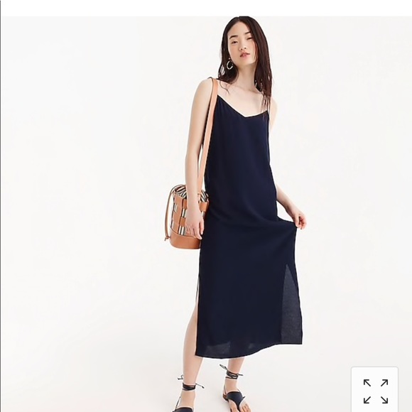 J. Crew Dresses Jcrew Petite Midi Slip Dress Navy Poshmark